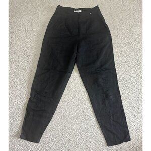 Vintage Linen Pants High Rise Tapered Black 80s 90s